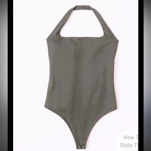 Abercrombie & Fitch Double-Layered Seamless
Fabric Halter Bodysuit in Gray